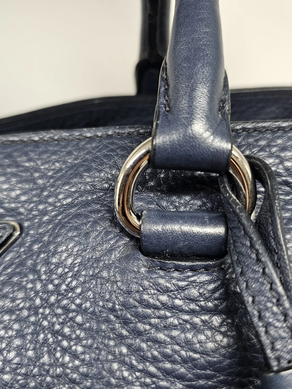 Prada Navy Leather Tote Bag